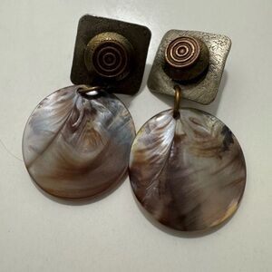 Vintage Marjorie Baer Mother of Pearl/Abalone Dangle Earrings